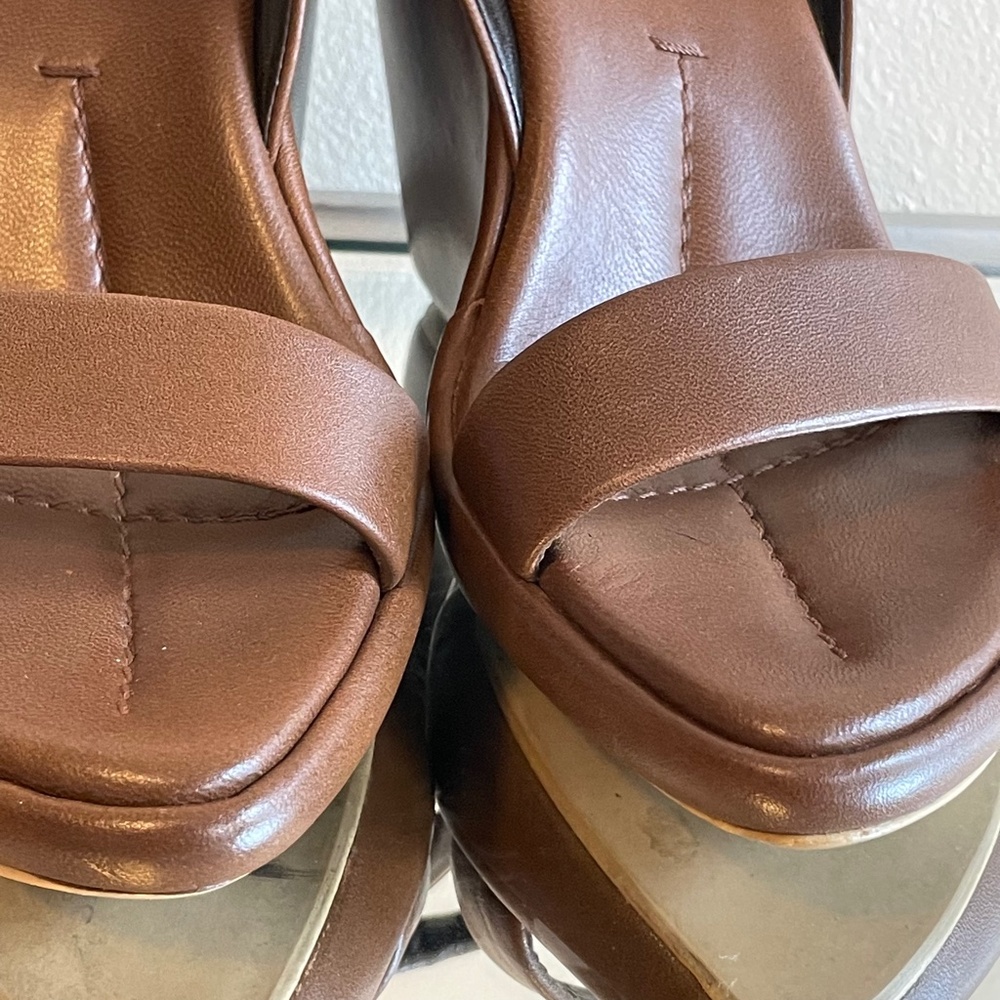 Prada
Brown Leather Slingback Wedge 
Sandals 
38.5 - Picture 2 of 16